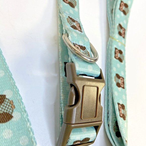 ZACK ZOEY Dog Leash 6ft Lead & Adjustable Collar Owl Aruba Blue Brown XL Cute - Picture 1 of 7